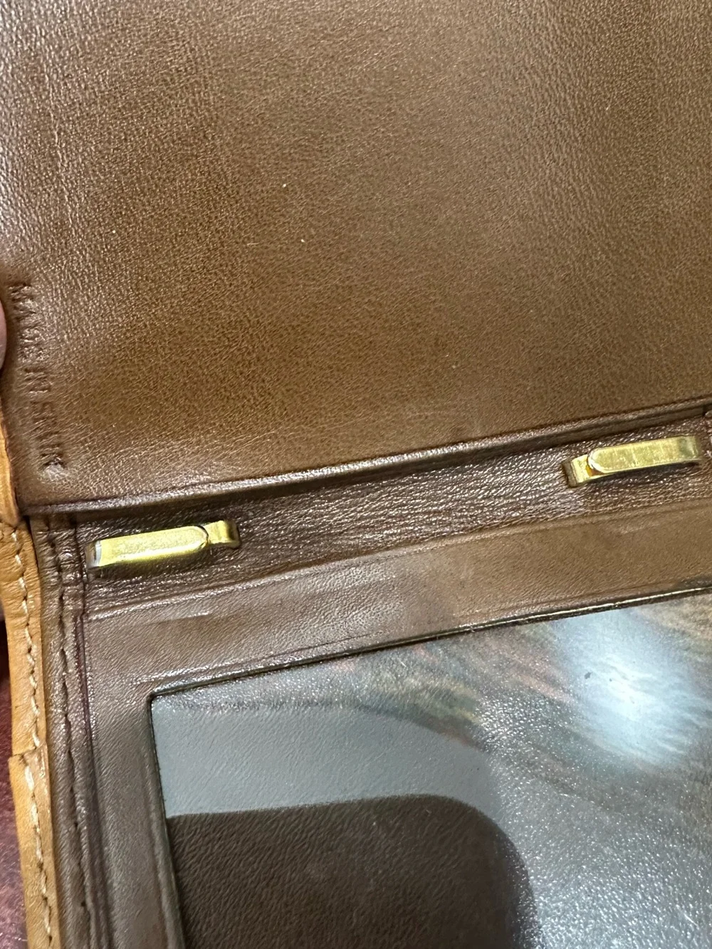 Loewe French Layout Unisex Camel Leather Money Clip Wallet Made in Spain